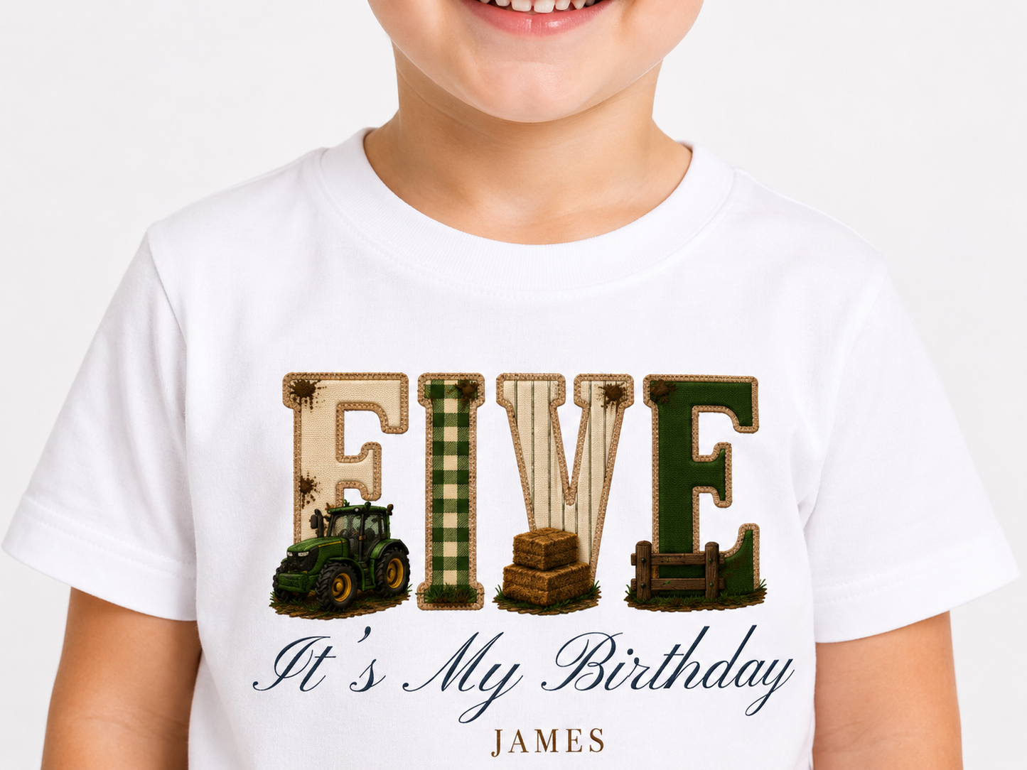Tractor Birthday Theme T Shirt, Wording Number