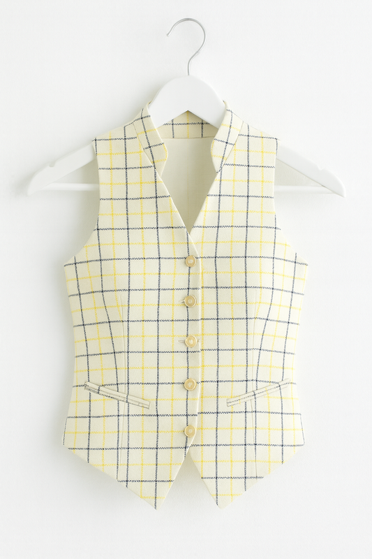 Wool Vintage Style Waistcoat - Check
