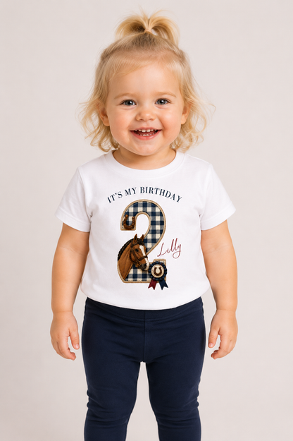 Equestrian Birthday Theme T Shirt, Single Number