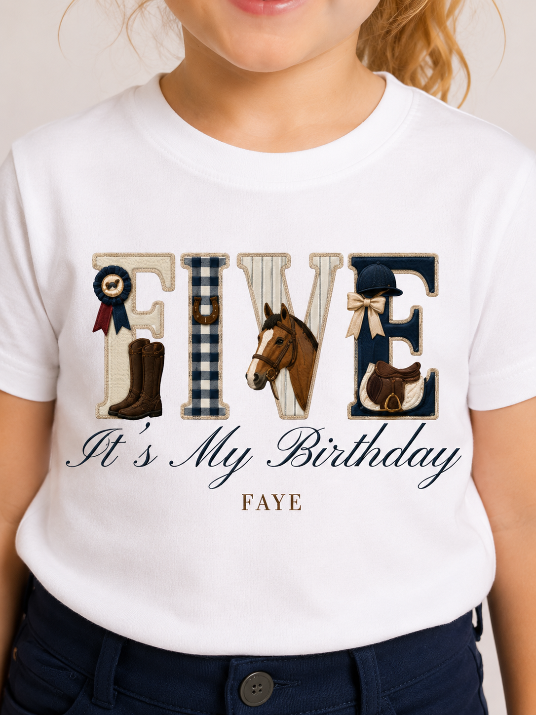 Equestrian Birthday Theme T Shirt, Wording Number