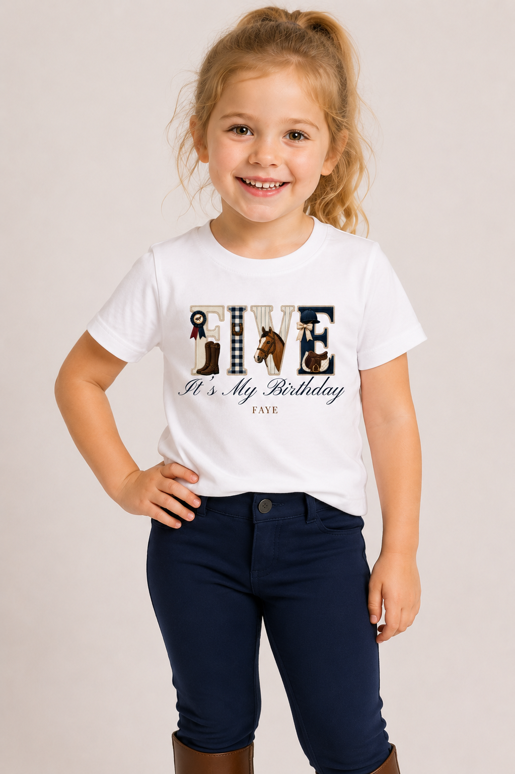 Equestrian Birthday Theme T Shirt, Wording Number