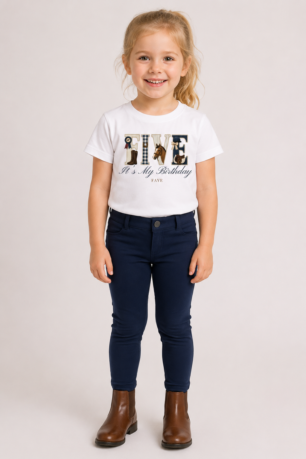 Equestrian Birthday Theme T Shirt, Wording Number