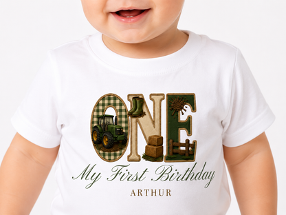 Tractor Birthday Theme T shirt, My First Birthday