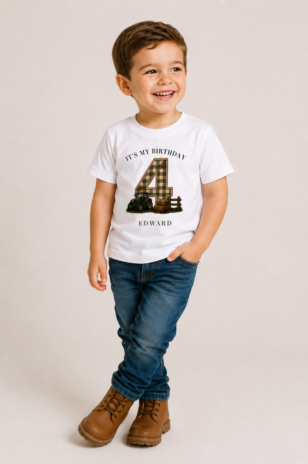 Tractor Birthday Theme T Shirt, Single Number