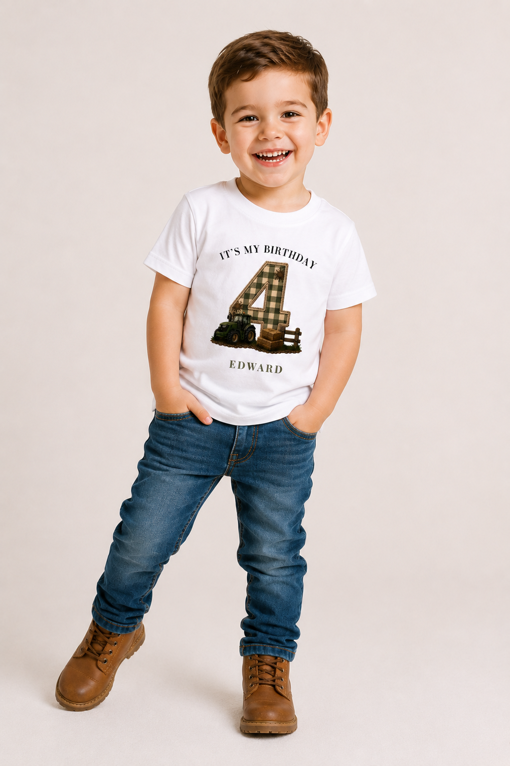Tractor Birthday Theme T Shirt, Single Number
