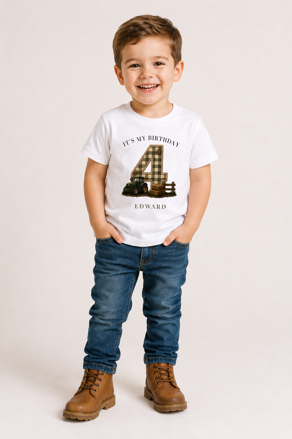 Tractor Birthday Theme T Shirt, Single Number