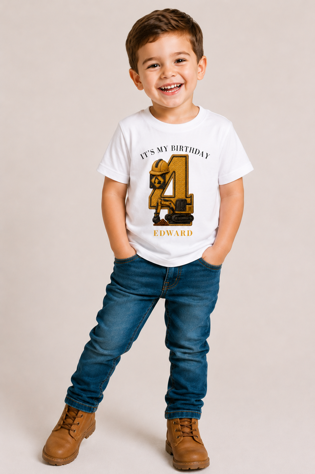 Digger Birthday Theme T Shirt, Single Number