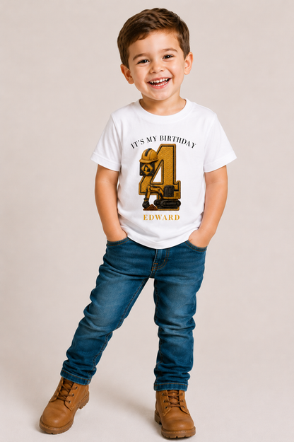 Digger Birthday Theme T Shirt, Single Number