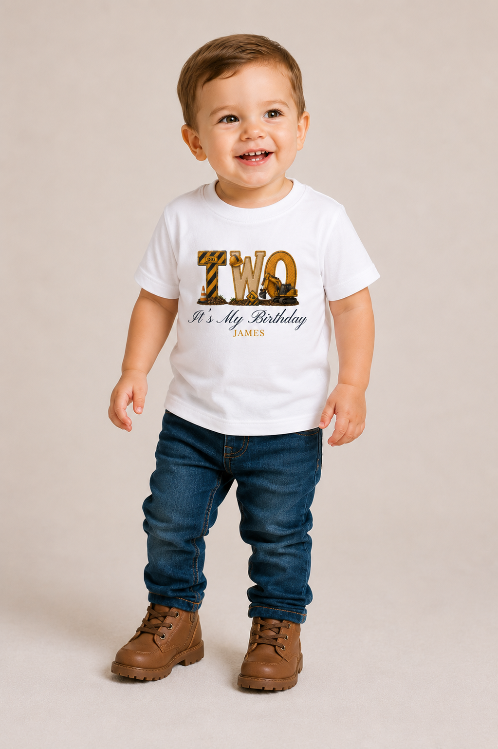 Digger Birthday Theme T Shirt, Wording Number