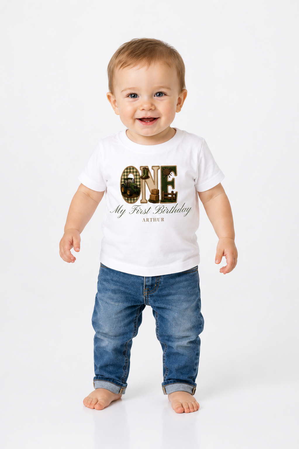 Tractor Birthday Theme T shirt, My First Birthday