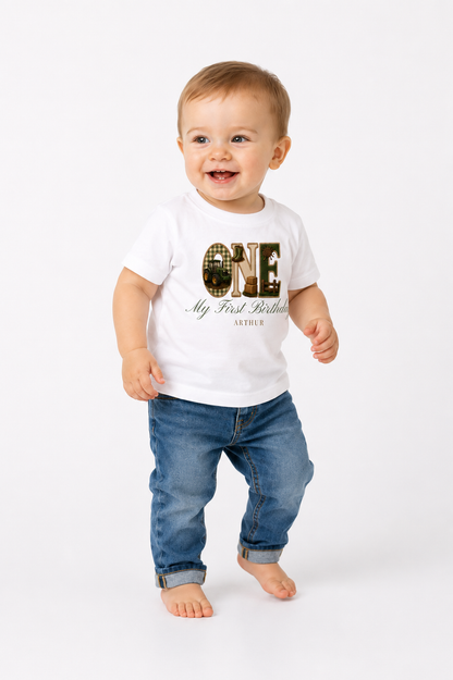 Tractor Birthday Theme T shirt, My First Birthday