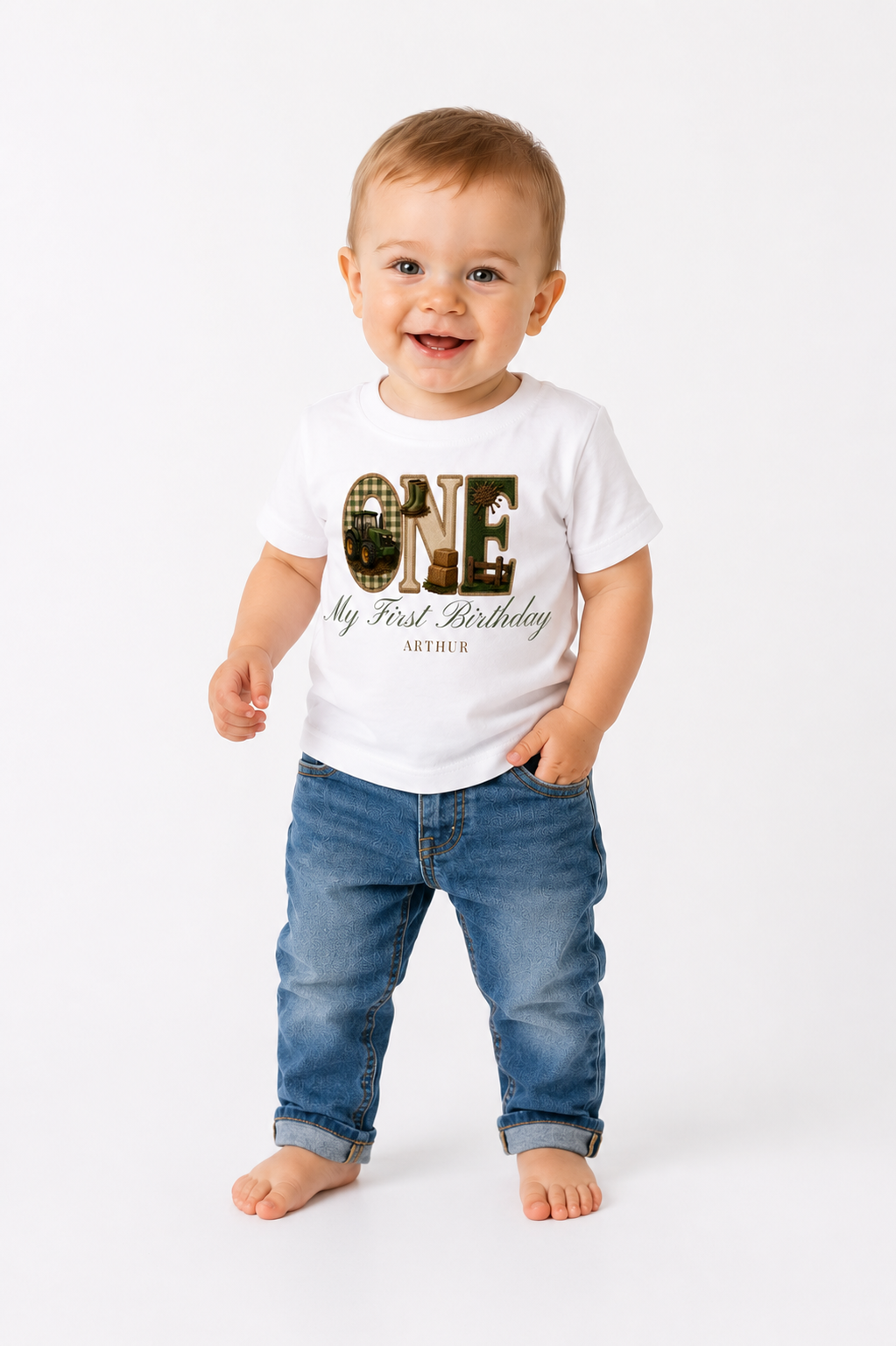 Tractor Birthday Theme T shirt, My First Birthday