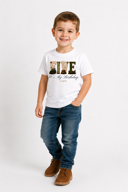 Tractor Birthday Theme T Shirt, Wording Number