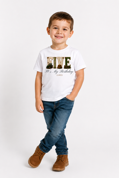 Tractor Birthday Theme T Shirt, Wording Number