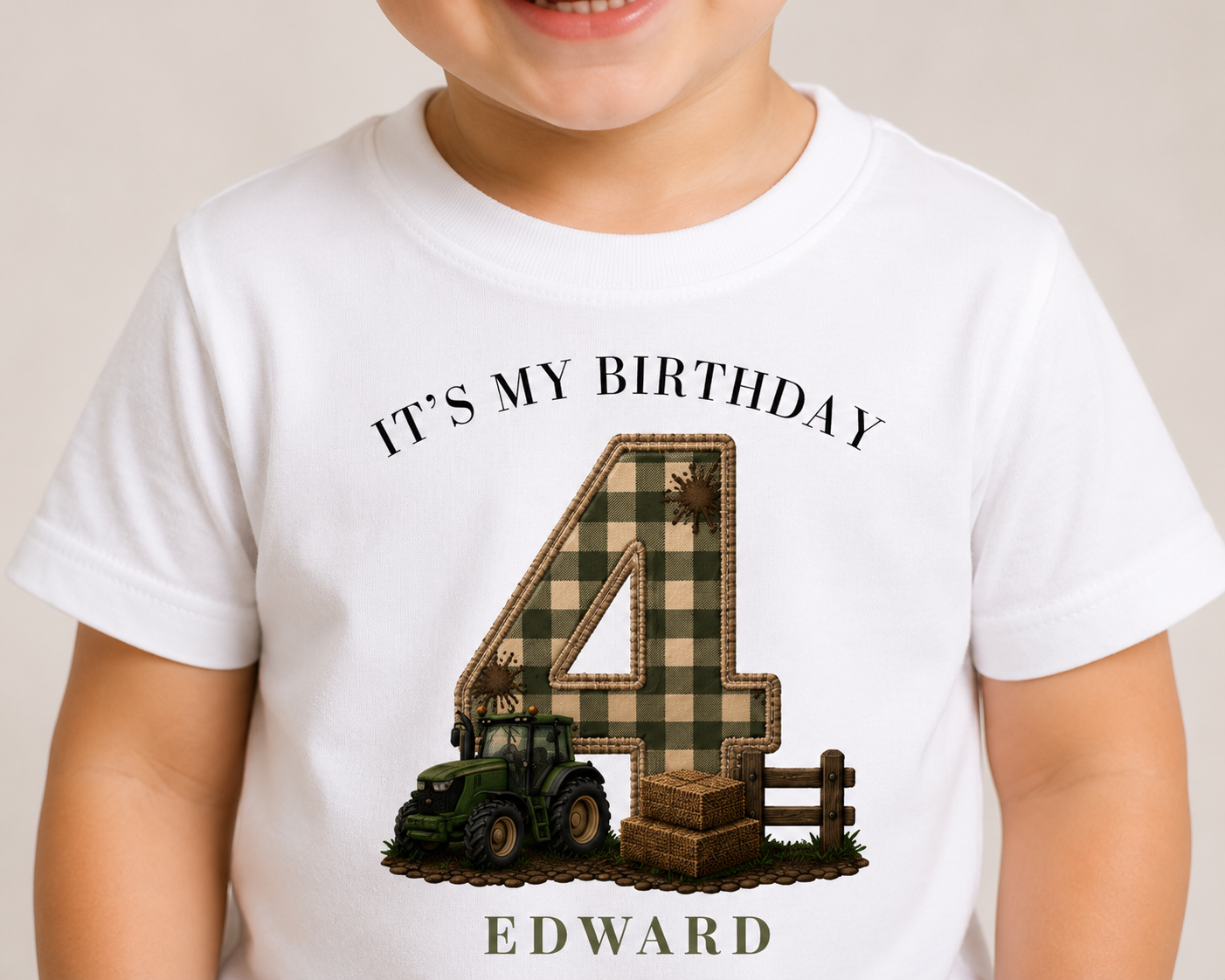 Tractor Birthday Theme T Shirt, Single Number