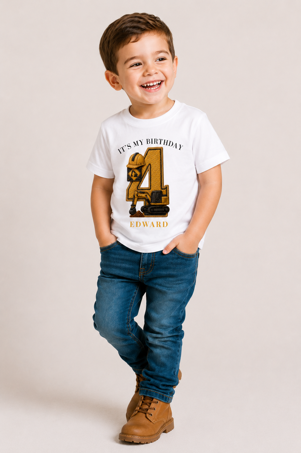 Digger Birthday Theme T Shirt, Single Number