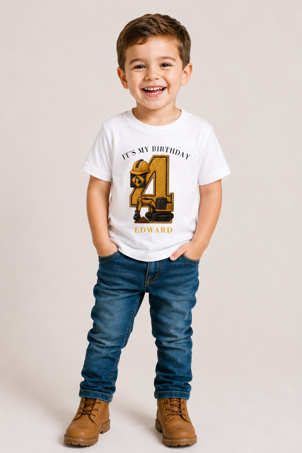 Digger Birthday Theme T Shirt, Single Number