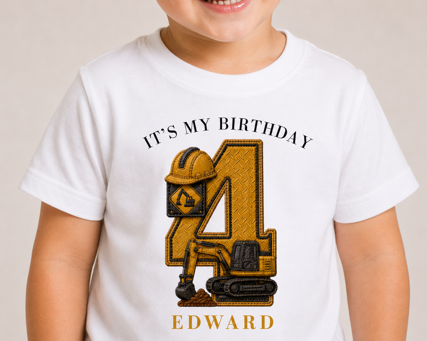 Digger Birthday Theme T Shirt, Single Number