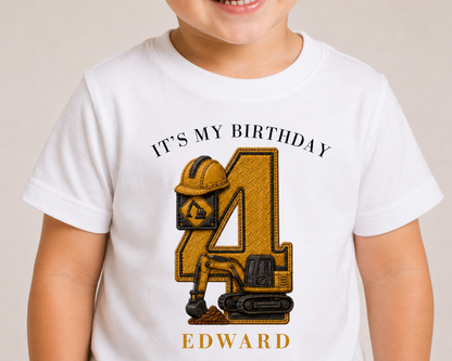 Digger Birthday Theme T Shirt, Single Number
