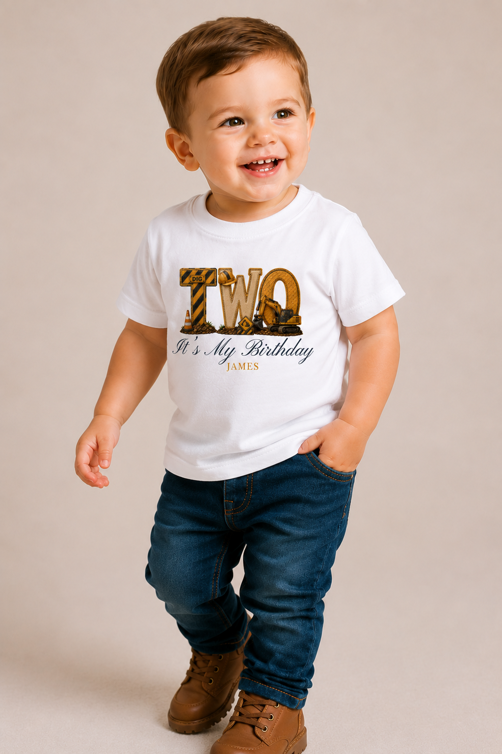 Digger Birthday Theme T Shirt, Wording Number