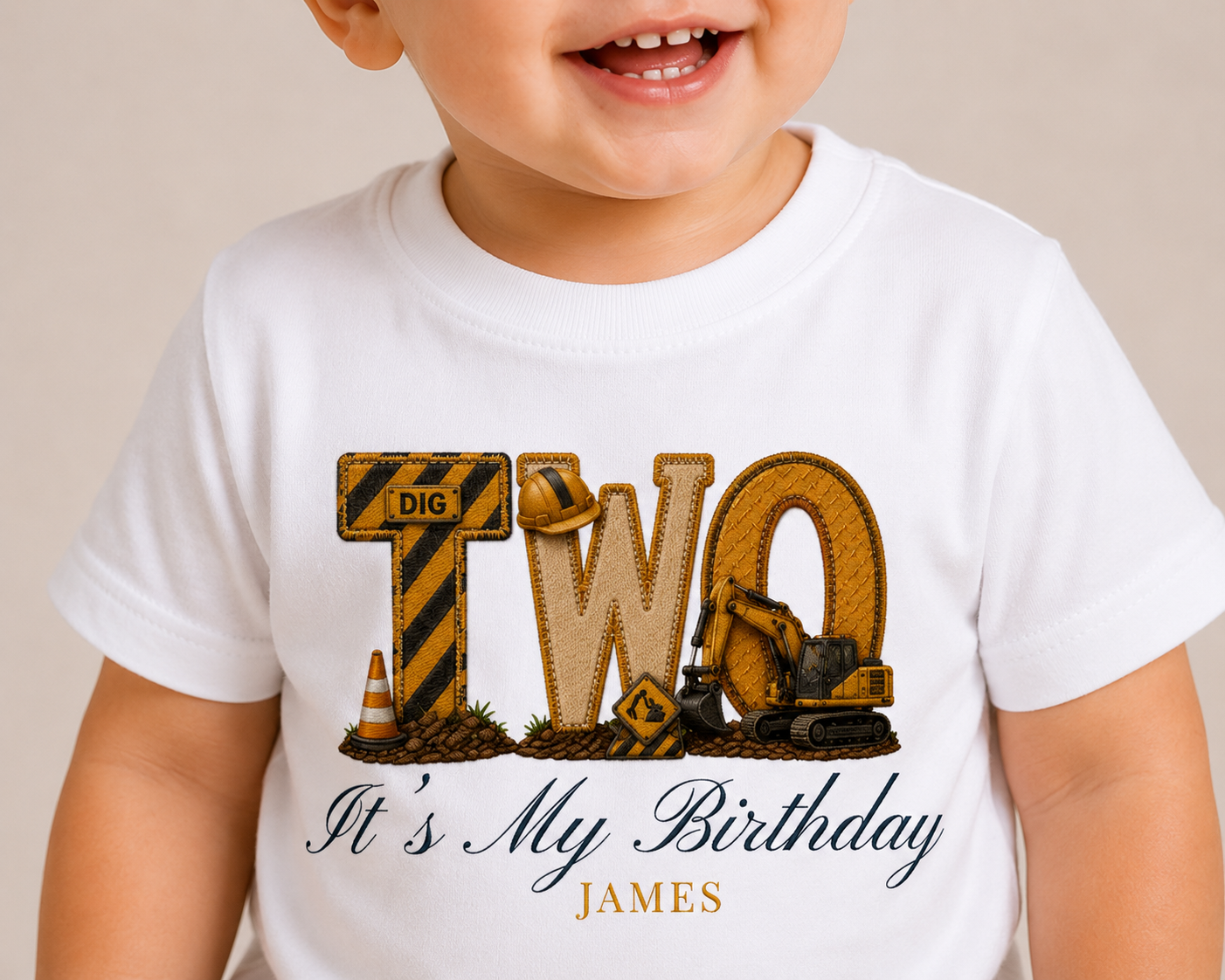 Digger Birthday Theme T Shirt, Wording Number