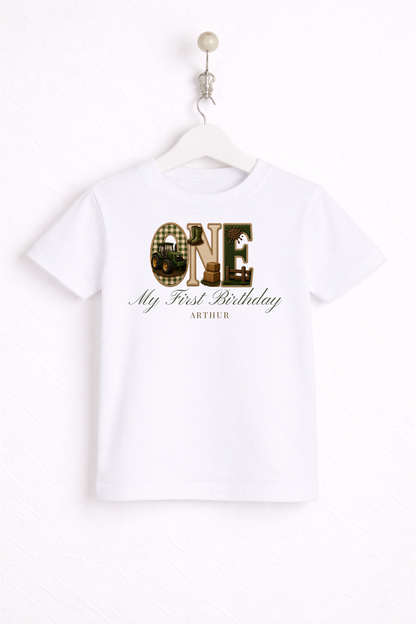 Tractor Birthday Theme T shirt, My First Birthday
