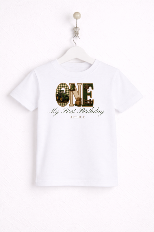Tractor Birthday Theme T shirt, My First Birthday