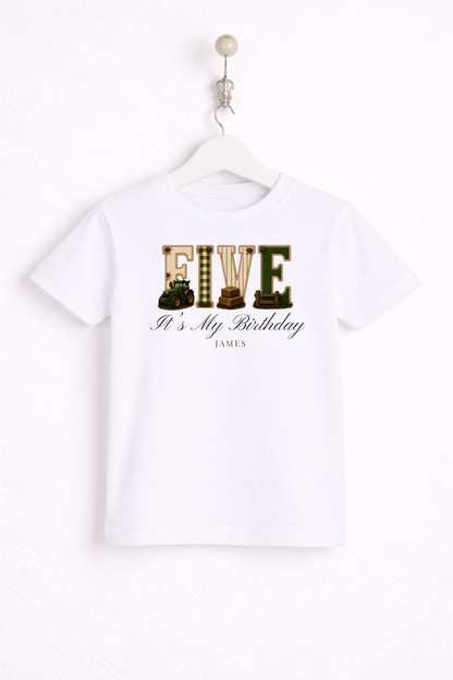 Tractor Birthday Theme T Shirt, Wording Number