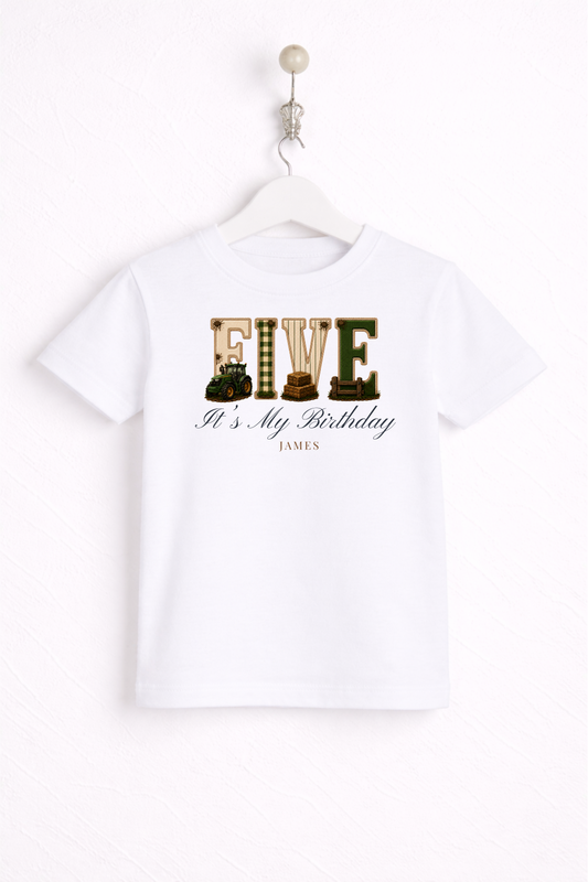 Tractor Birthday Theme T Shirt, Wording Number