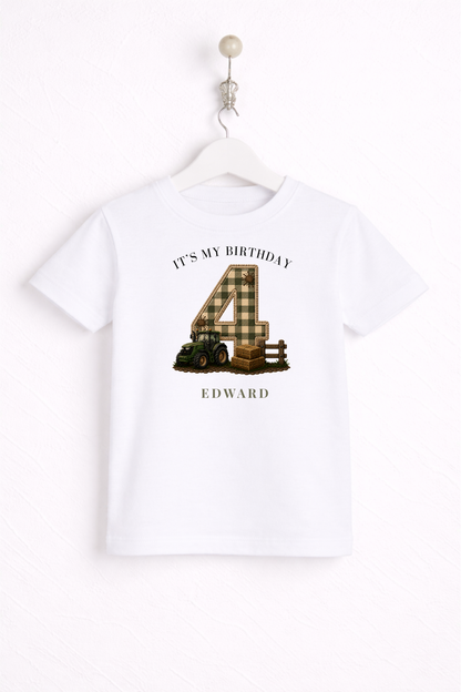Tractor Birthday Theme T Shirt, Single Number