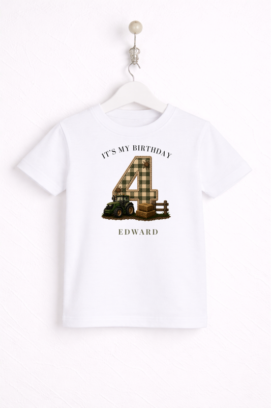 Tractor Birthday Theme T Shirt, Single Number