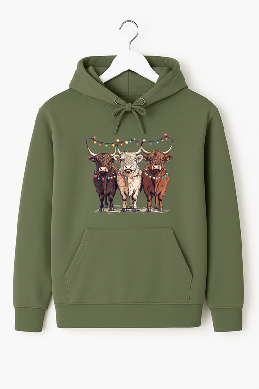 Limited Edition Festive Highland Cow's Hoodie