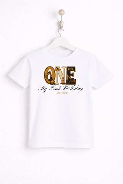 Digger Birthday Theme T shirt, My First Birthday