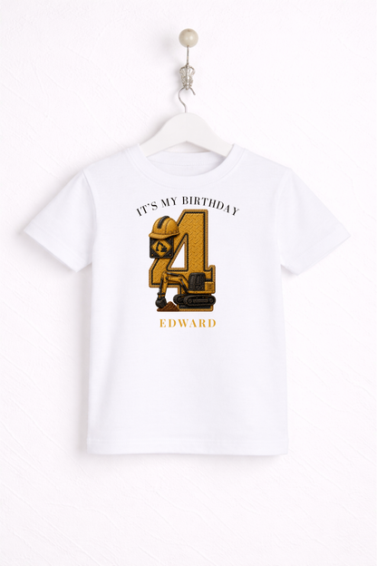 Digger Birthday Theme T Shirt, Single Number