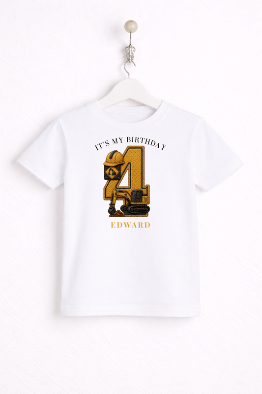 Digger Birthday Theme T Shirt, Single Number