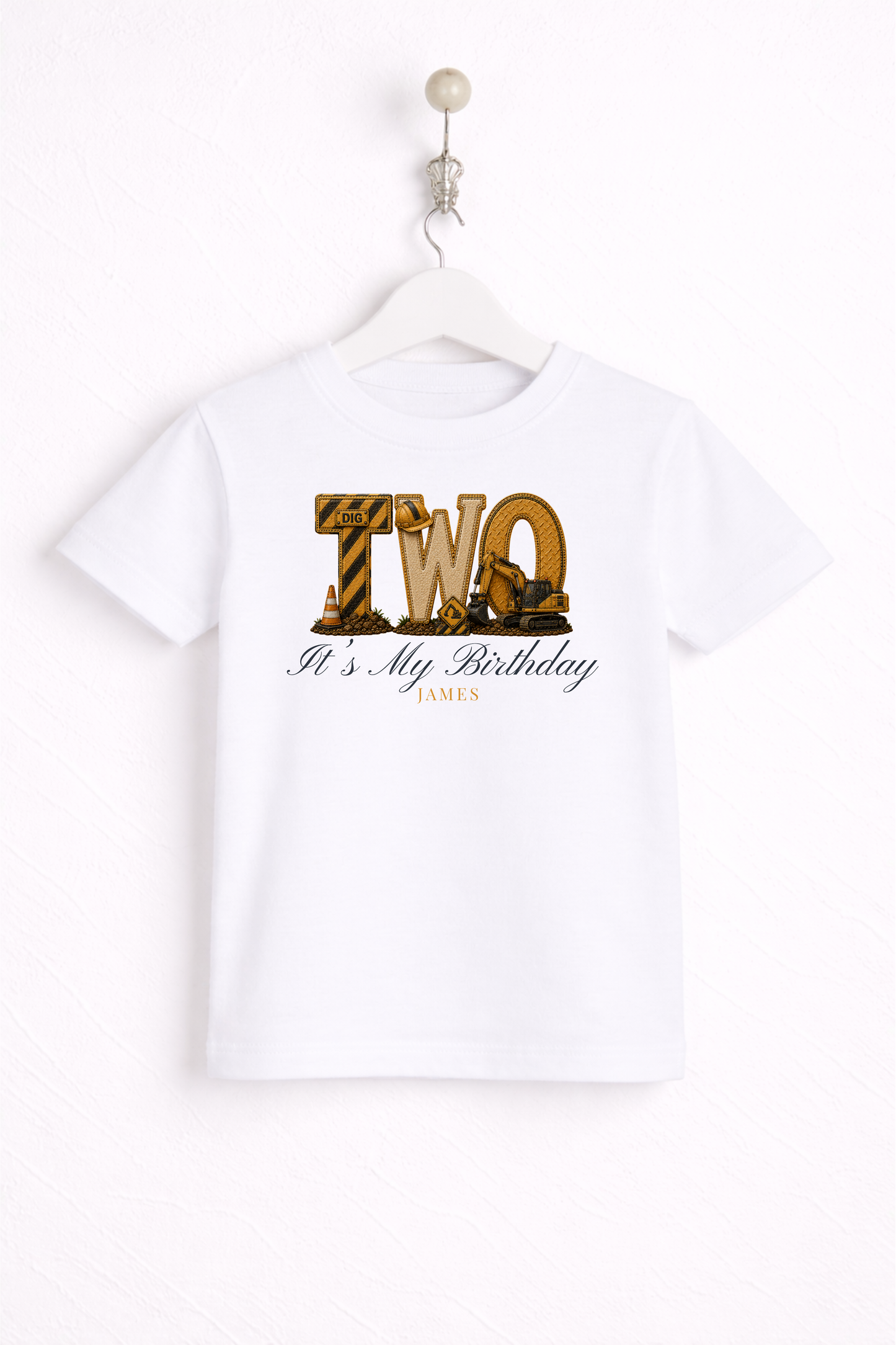 Digger Birthday Theme T Shirt, Wording Number