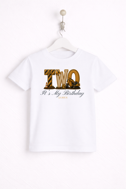 Digger Birthday Theme T Shirt, Wording Number