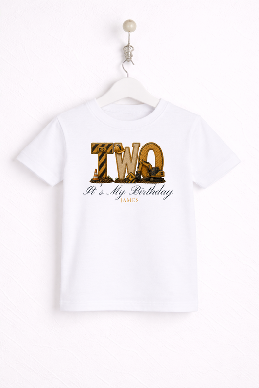 Digger Birthday Theme T Shirt, Wording Number