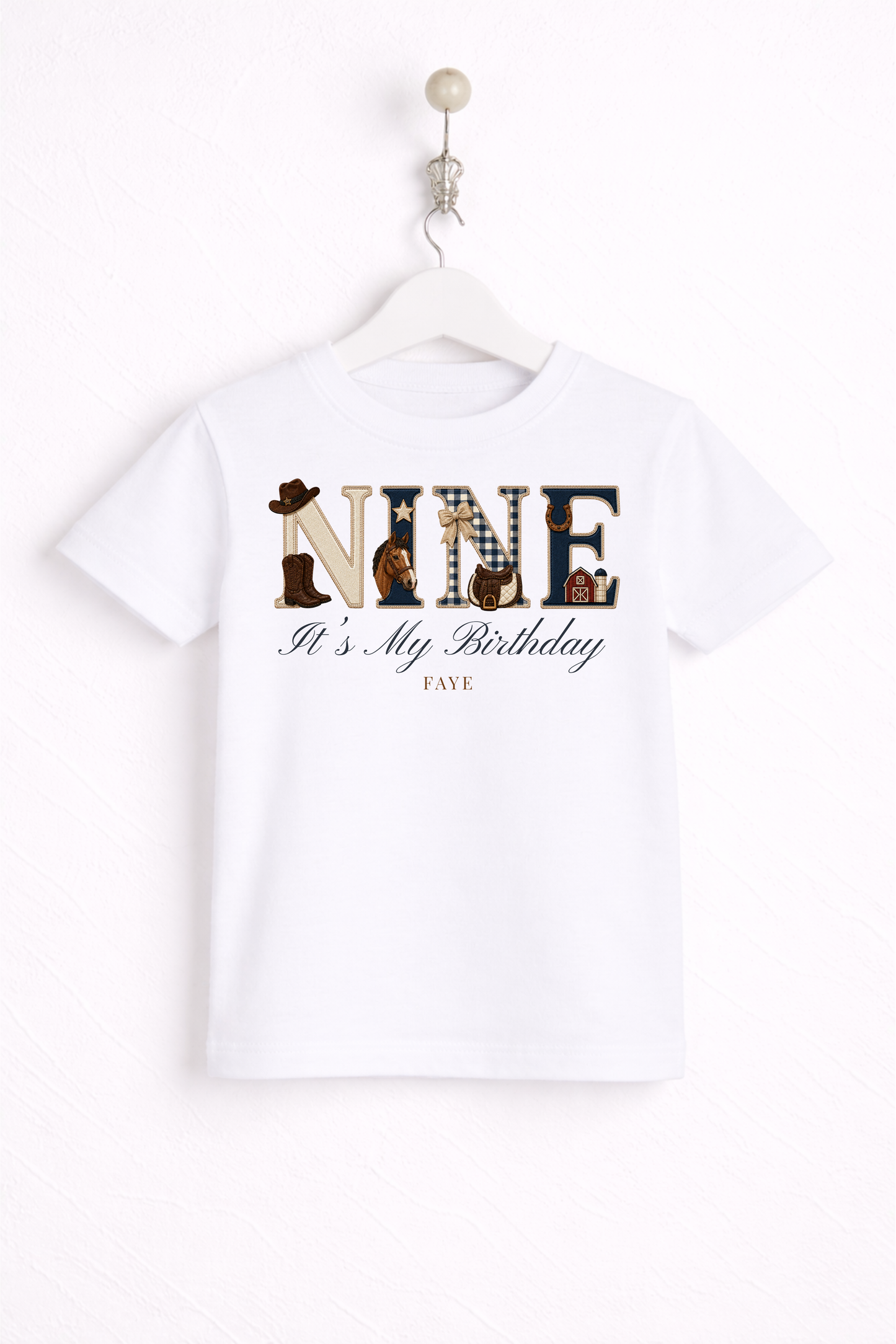 Equestrian Birthday Theme T Shirt, Wording Number