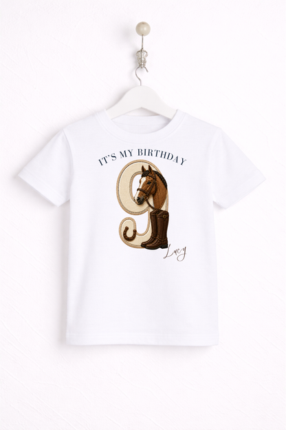 Equestrian Birthday Theme T Shirt, Single Number