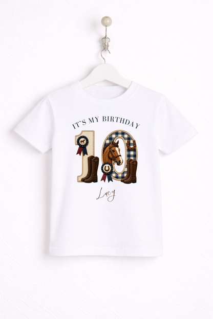 Equestrian Birthday Theme T Shirt, Single Number