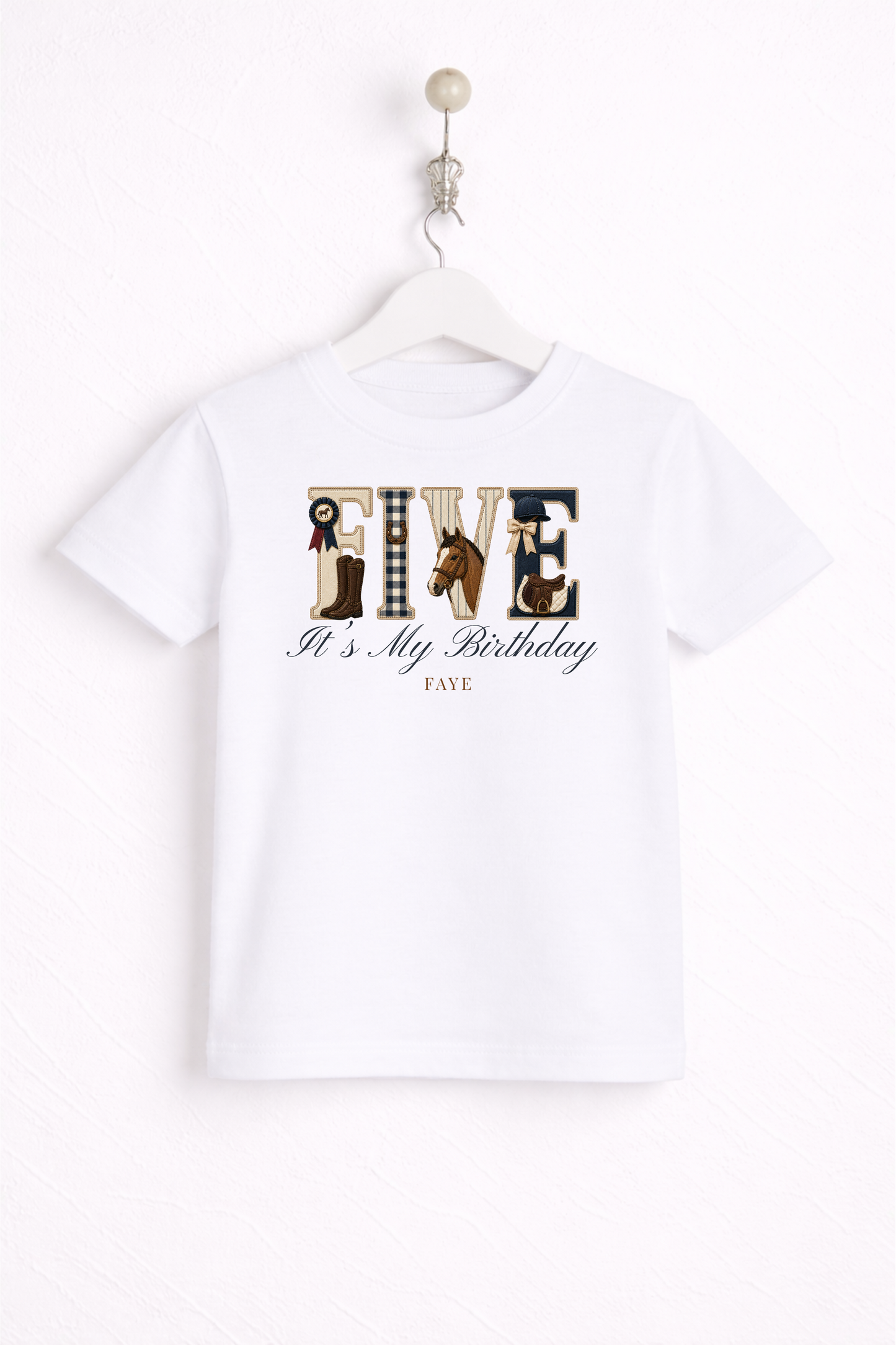 Equestrian Birthday Theme T Shirt, Wording Number