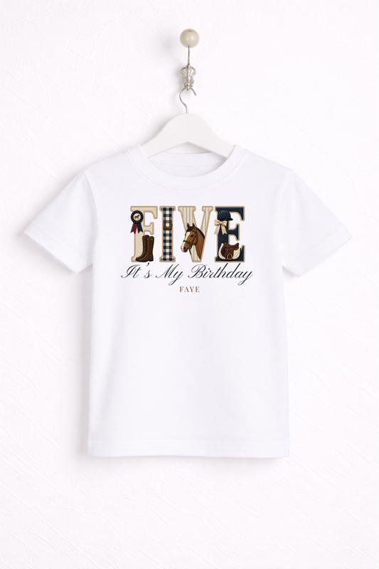 Equestrian Birthday Theme T Shirt, Wording Number