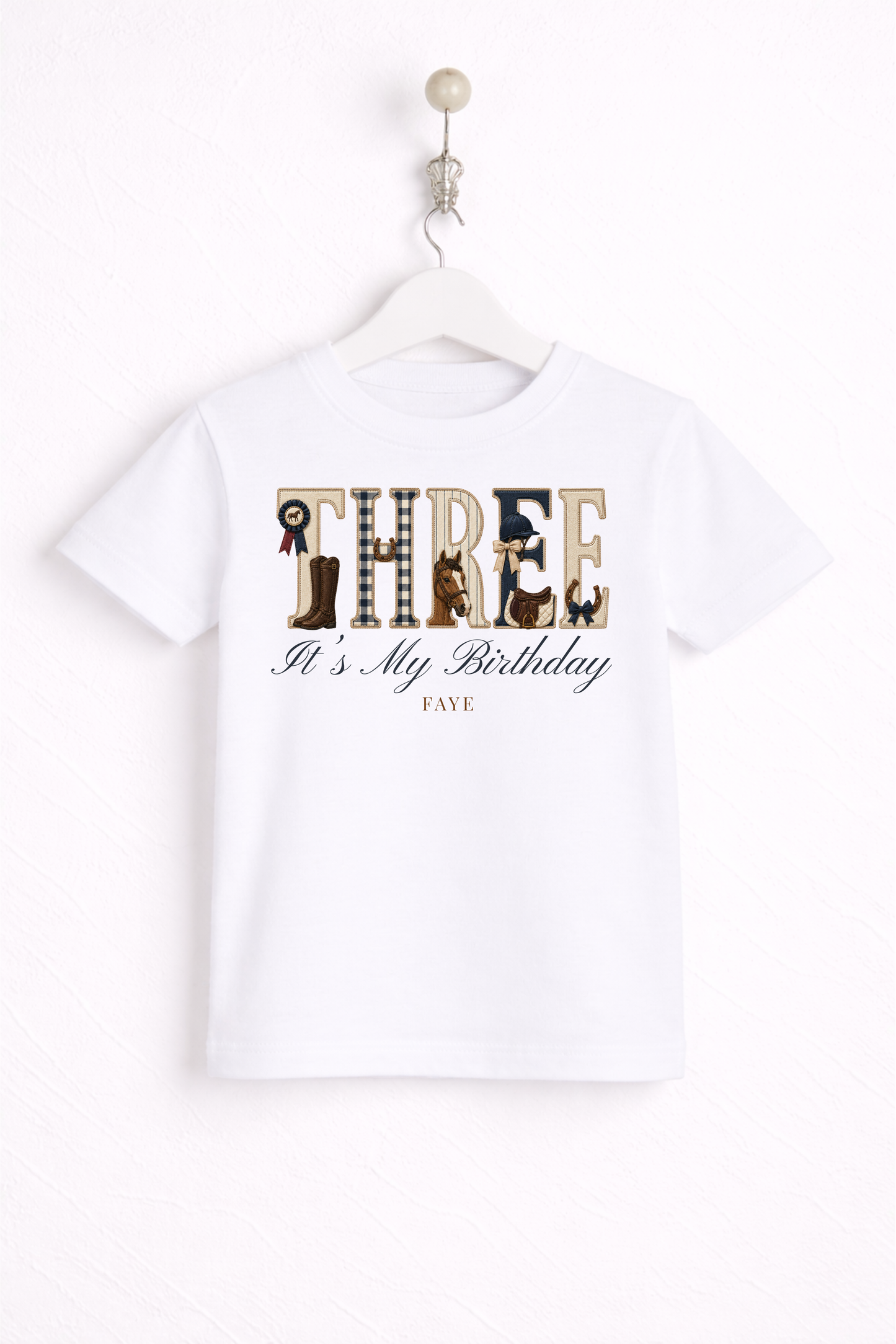 Equestrian Birthday Theme T Shirt, Wording Number