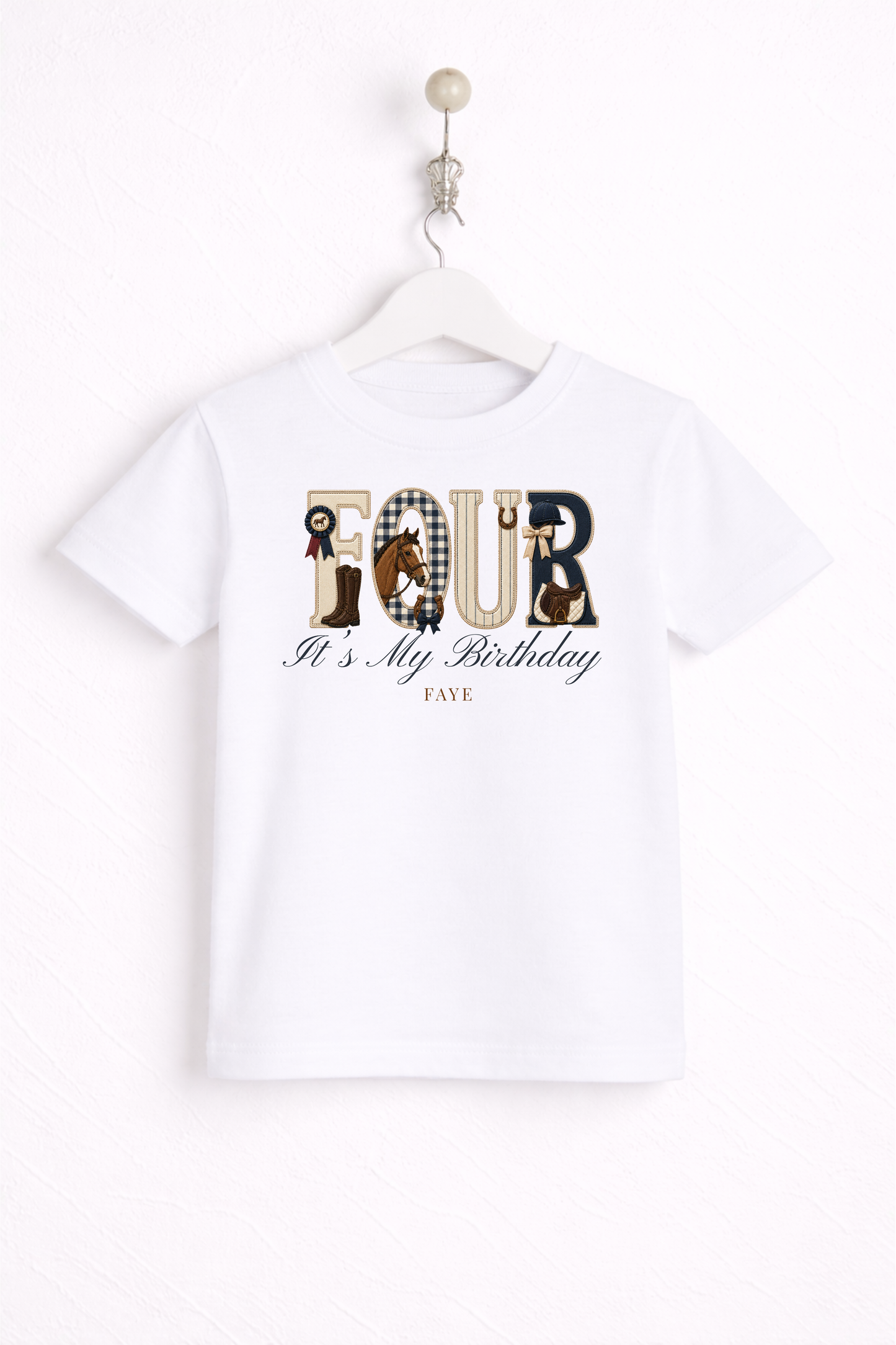 Equestrian Birthday Theme T Shirt, Wording Number