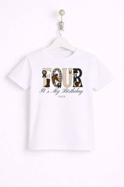Equestrian Birthday Theme T Shirt, Wording Number