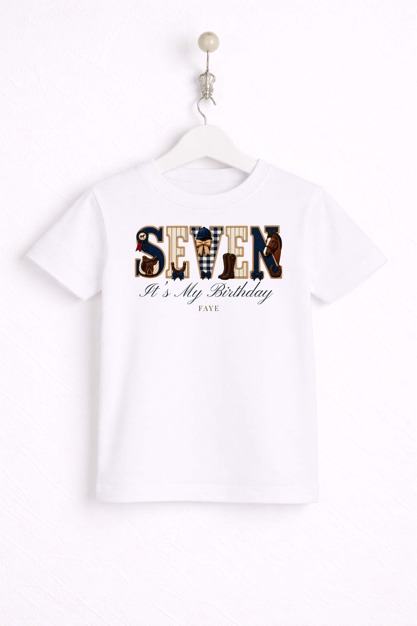 Equestrian Birthday Theme T Shirt, Wording Number