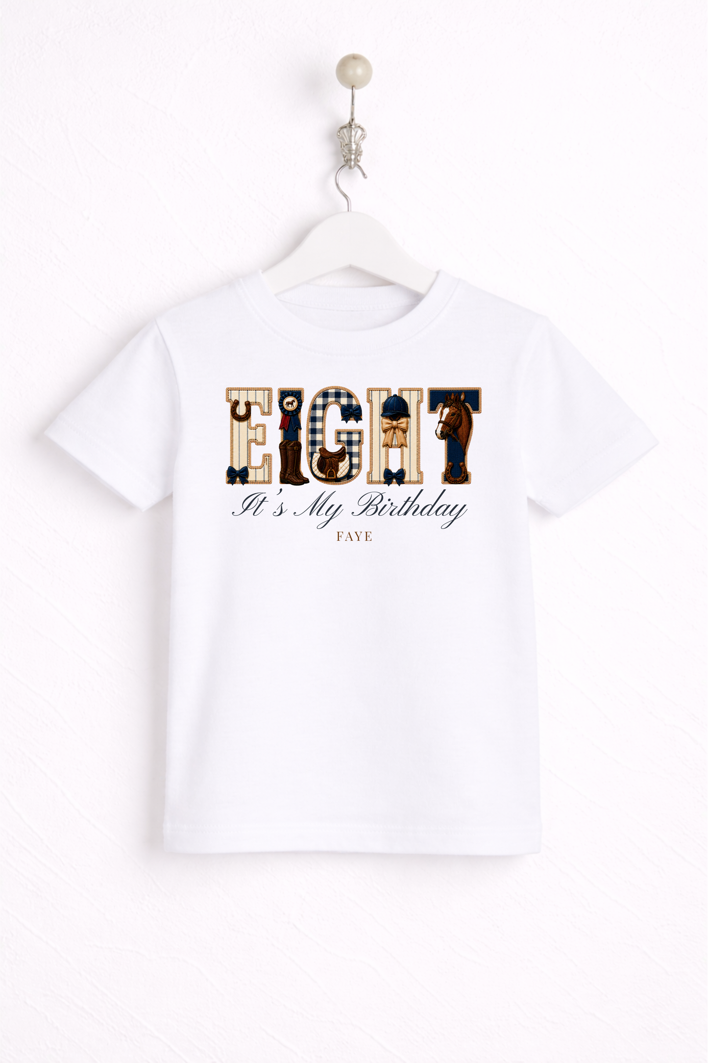 Equestrian Birthday Theme T Shirt, Wording Number