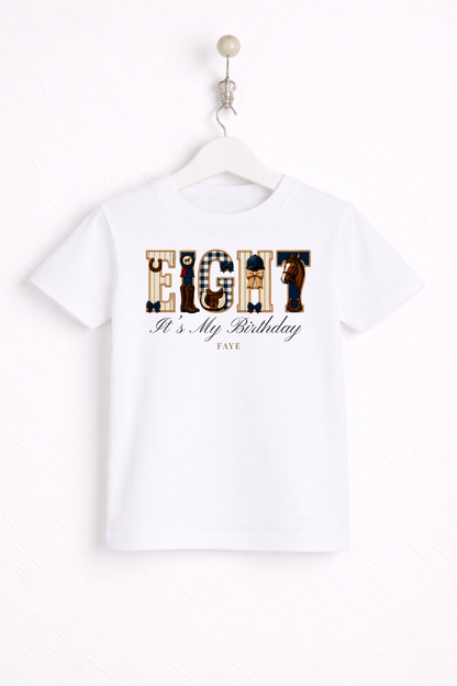 Equestrian Birthday Theme T Shirt, Wording Number