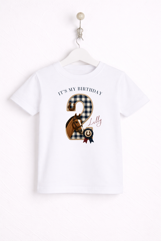 Equestrian Birthday Theme T Shirt, Single Number